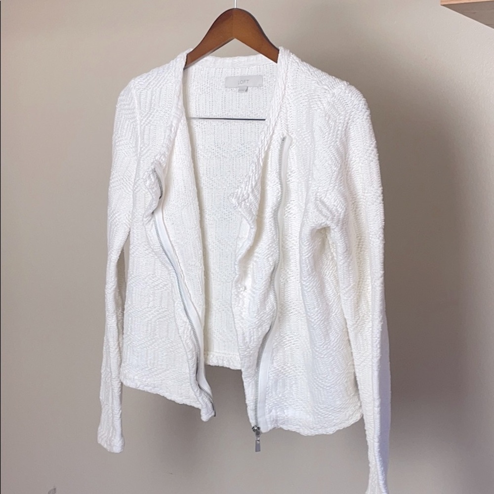 LOFT white zipper up jacket
